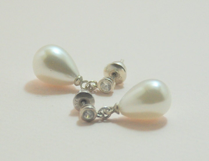 Majorca  Pearl Swarovski Stone  Earrings  Bridesmaid  Weddings Bridal  Bridesmaid