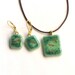 Gold Dragonfly Fused Glass Earrings, Sea Green and Teal Glass