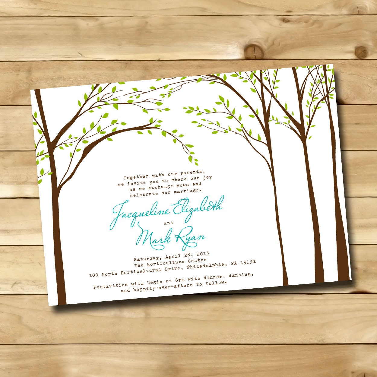 Woodland Trees Wedding Invitation - Sample