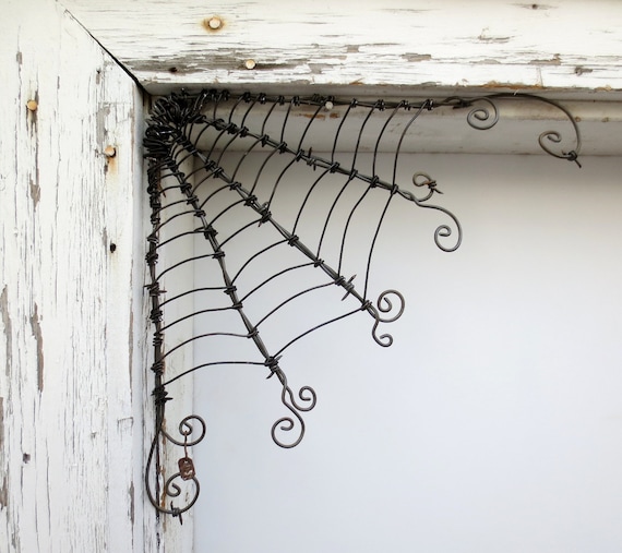 Twisted 12"  Barbed Wire Corner Spider Web For Halloween