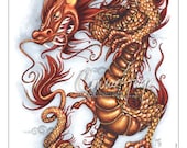 Asian Fire Dragon Art 11x17 Print