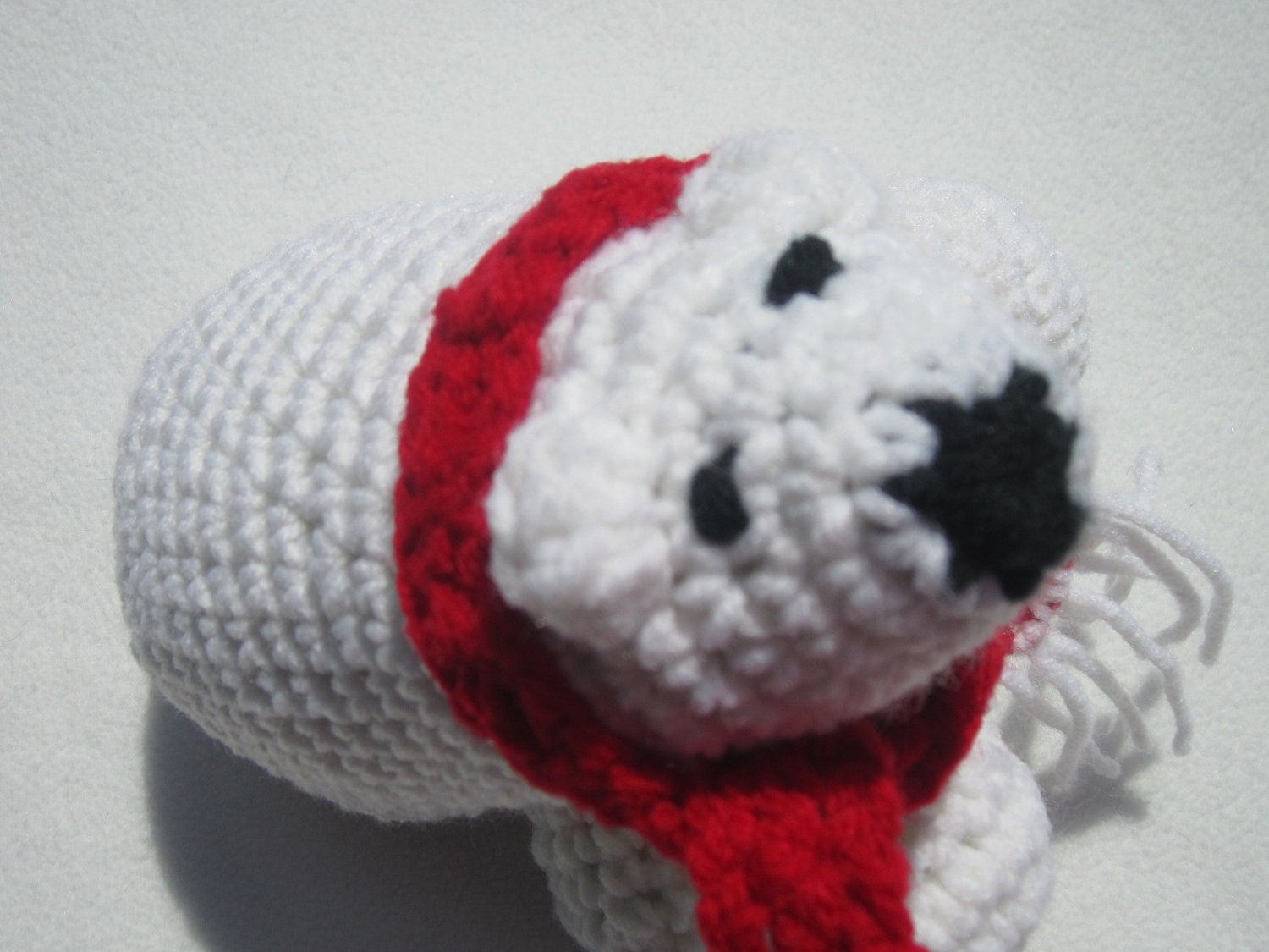 Polar Bear with Red Scarf Christmas Decoration Stuffed Animal Crochet