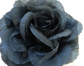 Gothic Black Rose fascinator hair clip  -  MIDNIGHT Black Rose - CHOOSE headband, comb or hair clip