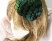 PROMO Feather fascinator headband -  Emerald Iridescent green Lady Amherst feathers  - Choose headband, comb, elastic band, or hair clip