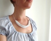 White bib statement necklace beaded small glass chunky layered necklace elegant ooak