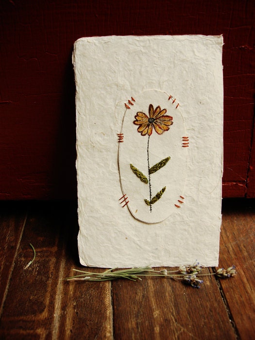 illustration and embroidery on paper - original artwork (watercolor and ink)