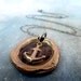 Anchor's Away.  Bronze Wax Seal Necklace. Nautical Wax Seal Jewelry. Sterling Silver Chain