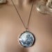Dark Side of the Moon Necklace. Sterling Silver Chain. Double Sided. Large 1.5 inches Circle. Full Moon Jewelry