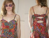 90's Radical Tribal Cage Back Women's Romper