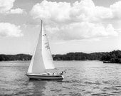 Nautical sweden Photography beach ocean condo art boat lines sailing Sweden Baltic Sea clouds soft black white ship Escape fine art photo