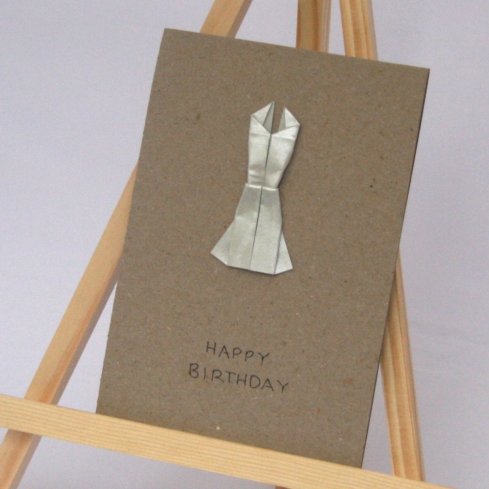 Origami Card - Elegant Dress - Happy Birthday C6 Size