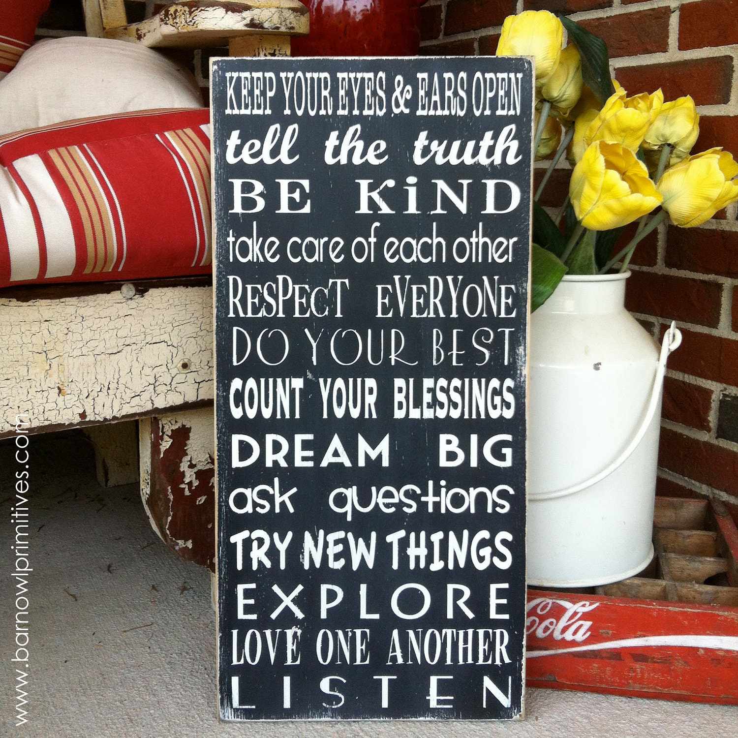 NEW World Rules Family Rules Sign - Keep Your Eyes and Ears Open  Typography Word Art  - pick your color