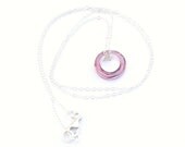 Circle Eternity Pendant Necklace Antique pink swarovski crystal
