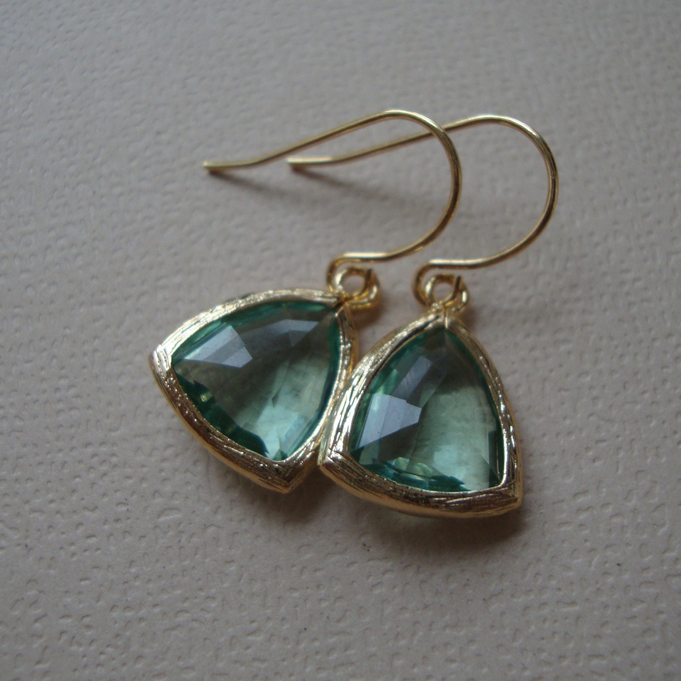 VENEZIA - Aqua Dangles, Chic Earrings, Summer Jewelry, Matte Gold Finish, Everyday Earrings