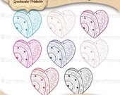 Instant Download Fancy Heart Clip Art Sweetheart Digital Clipart Printable Art Love Digital Colored clip art, digital images CA80012