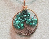 Tree of Life Jade Nuggets Pendant Necklace Copper heavy gauge handmade circle of life