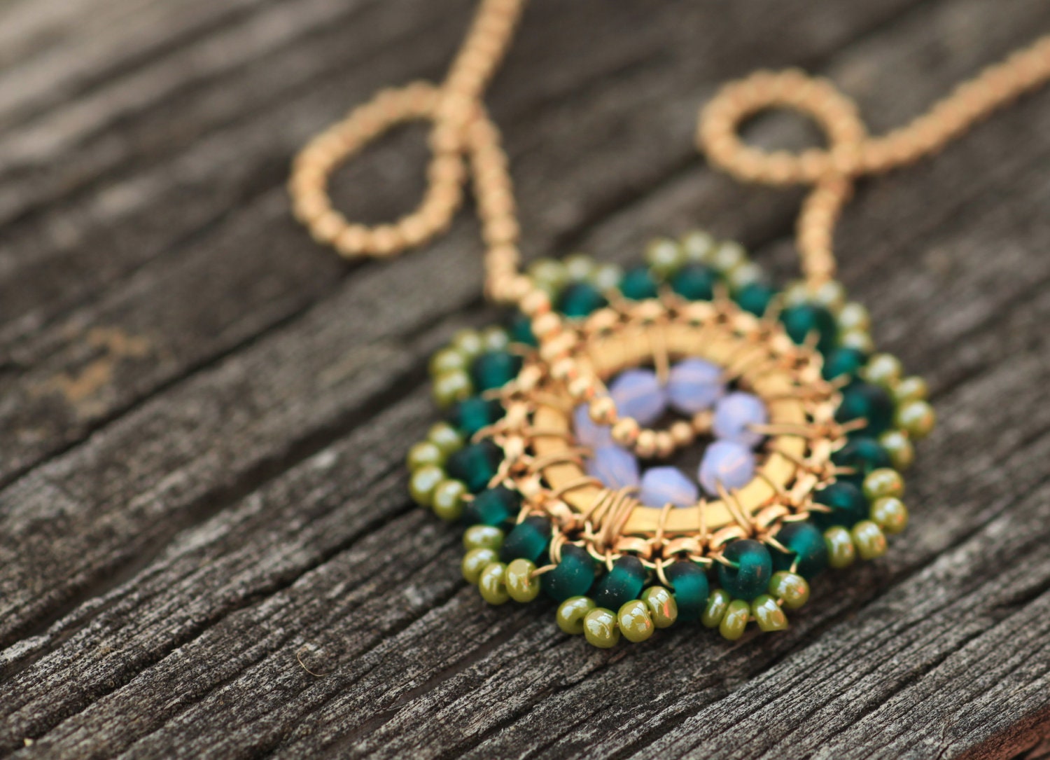 SALE - Bloom Necklace - Bombay - Pendant, Beadwork, Handmade, Necklace, Jewelry, Bridal Accessories, Weddings, Gifts