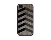 Black Geometric Chevron iPhone 4 Case - Plastic iPhone 4s Case -  Wood Tribal Southwest iPhone Case Skin - Black Brown Cell Phone For Him