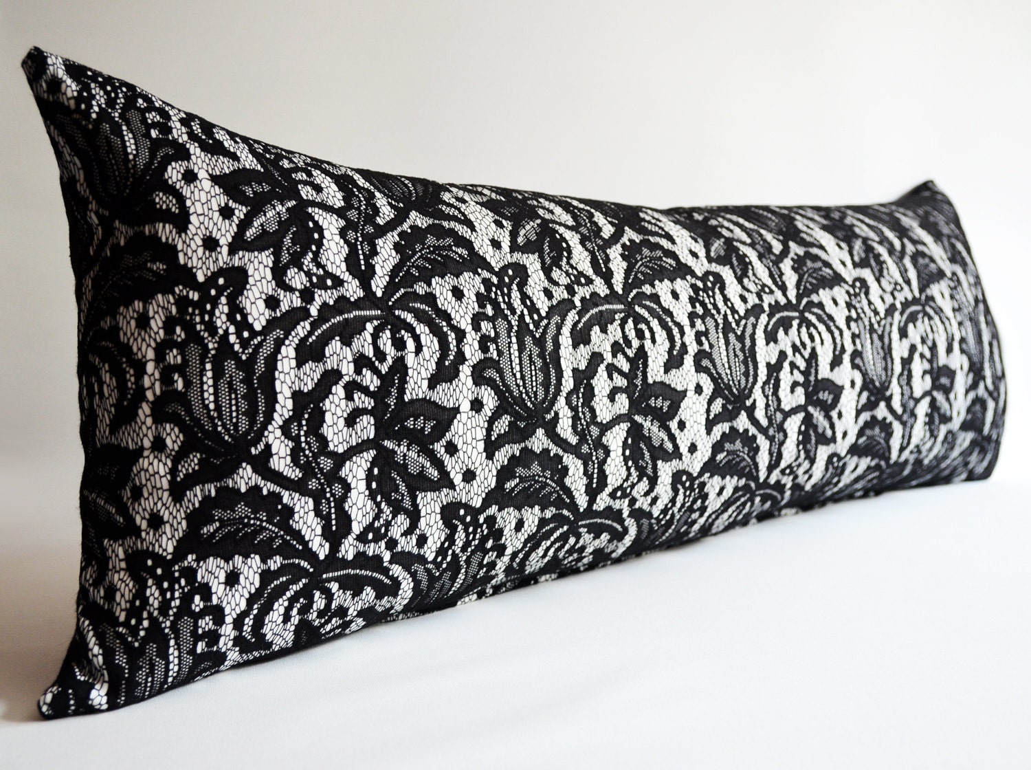 Sukan / Bolster Pillows, Large, Large Bolster Pillows - Lace, Black, white