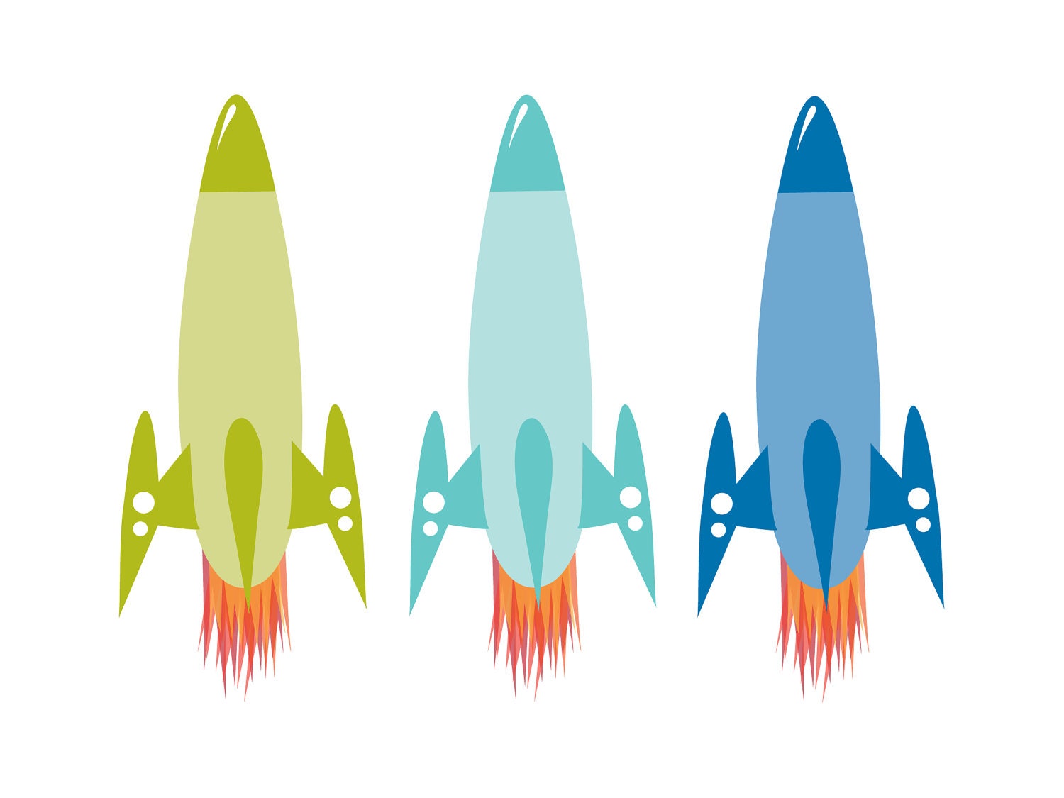 Rocket Ship Outer Space Kids Wall Art Print 16 x 12 Giclee Unique Boys Kids Nursery Modern Poster Gift