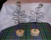 12 Spring/ Fall Wedding  Table Number / Menu Card Holders (Rustic Wire Large  LEAF  ....Earthed in Wood )