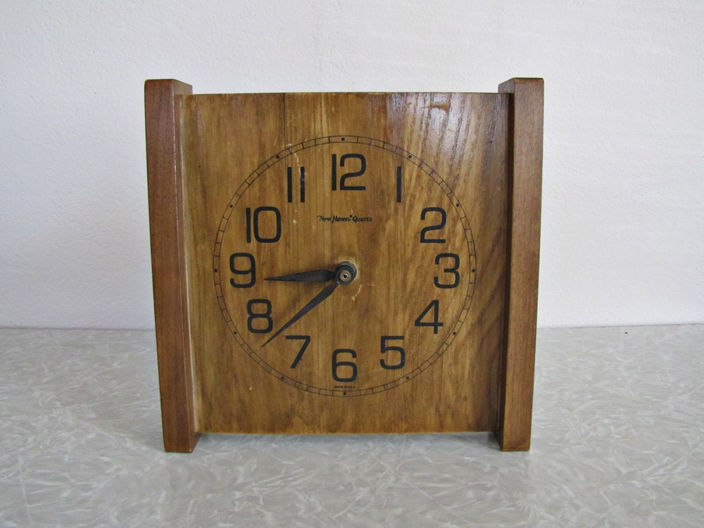 Vintage New Haven Wood Clock