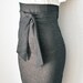 High Waist Pencil Skirt Womens Clothing in Black & Gold Pinstripe Denim Custom Made