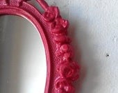 Small Mirror in Vintage Raspberry Pink Frame - Revived Vintage