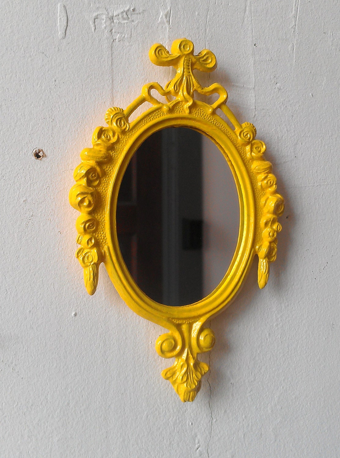 Decorative Wall Mirror in Vintage Lemon Yellow Frame - Revived Vintage