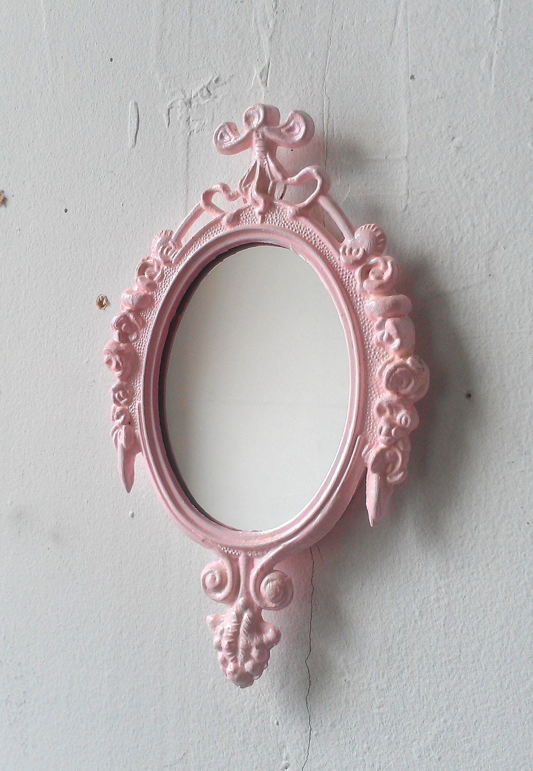 Small Mirror in Vintage Pink Whisper Frame - Revived Vintage