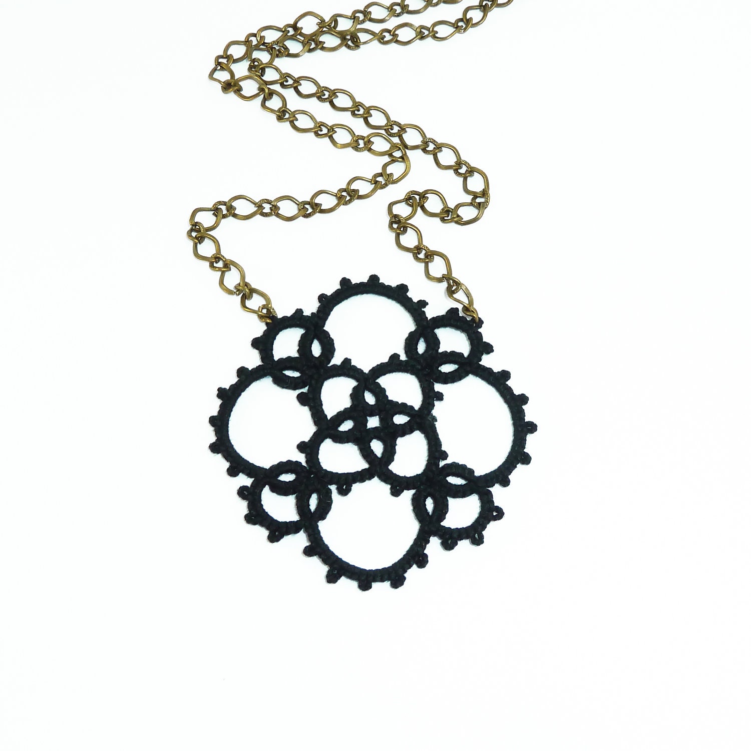Modern black lace necklace - statement handmade lace jewelry dark goth steampunk victorian fashion vampire vintage inspired