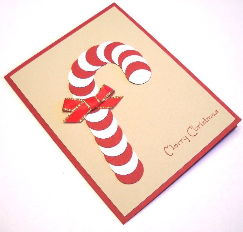Christmas Card - Candy Cane Peppermint Red White Holiday