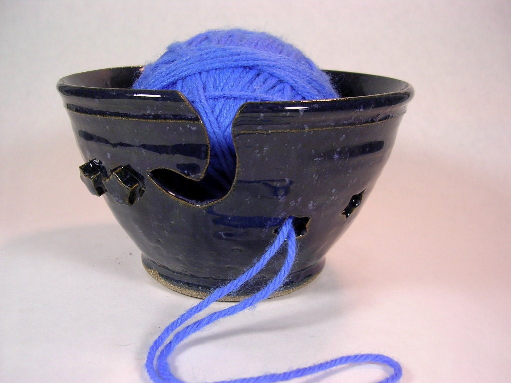 Fios de tricô tigela crochê tatting titular azul índigo esmalte