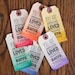 Water Color Gift Tags, NEW COLORS, Set of 6