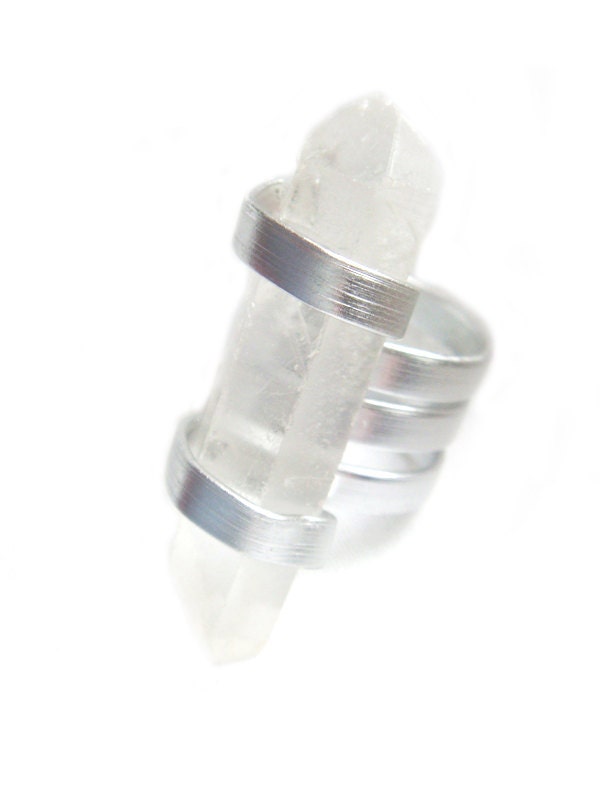Natural Clear Quartz Crystal Ring