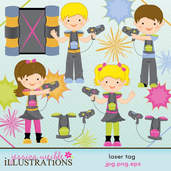 Laser Tag Cute Digital Clipart for Card Design, Scrapbooking, and Web Design Il_570xn