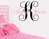 Monogram Personalized Name Vinyl Wall Decal Girls Decor free shipping