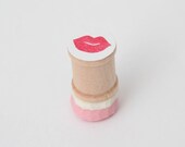 Mini Lips Hand Carved Rubber Stamp on Spool