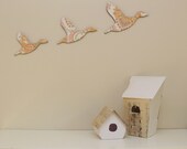 Vintage Wallpaper Flying Ducks - Pink, Silver and Orange