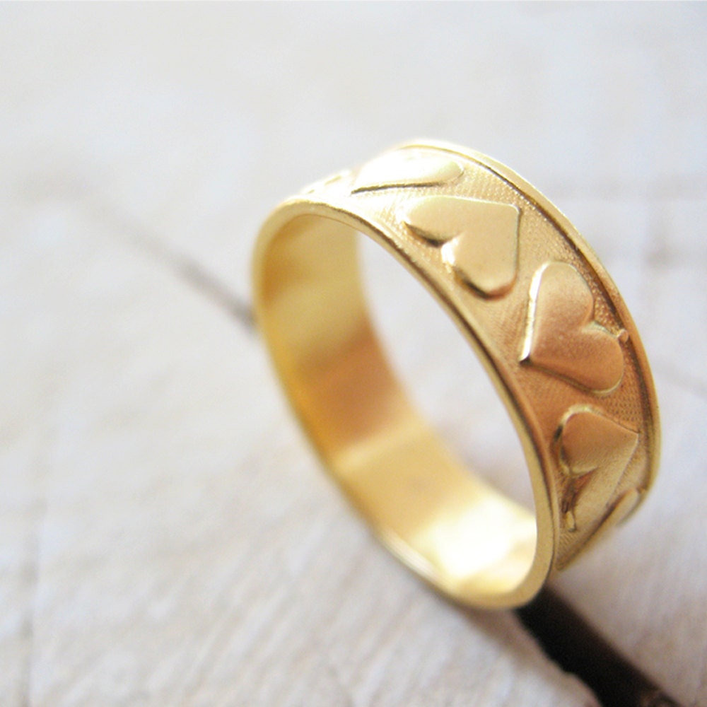 Gift for mom, Mothers day present, Gold Plated Hearts Ring
