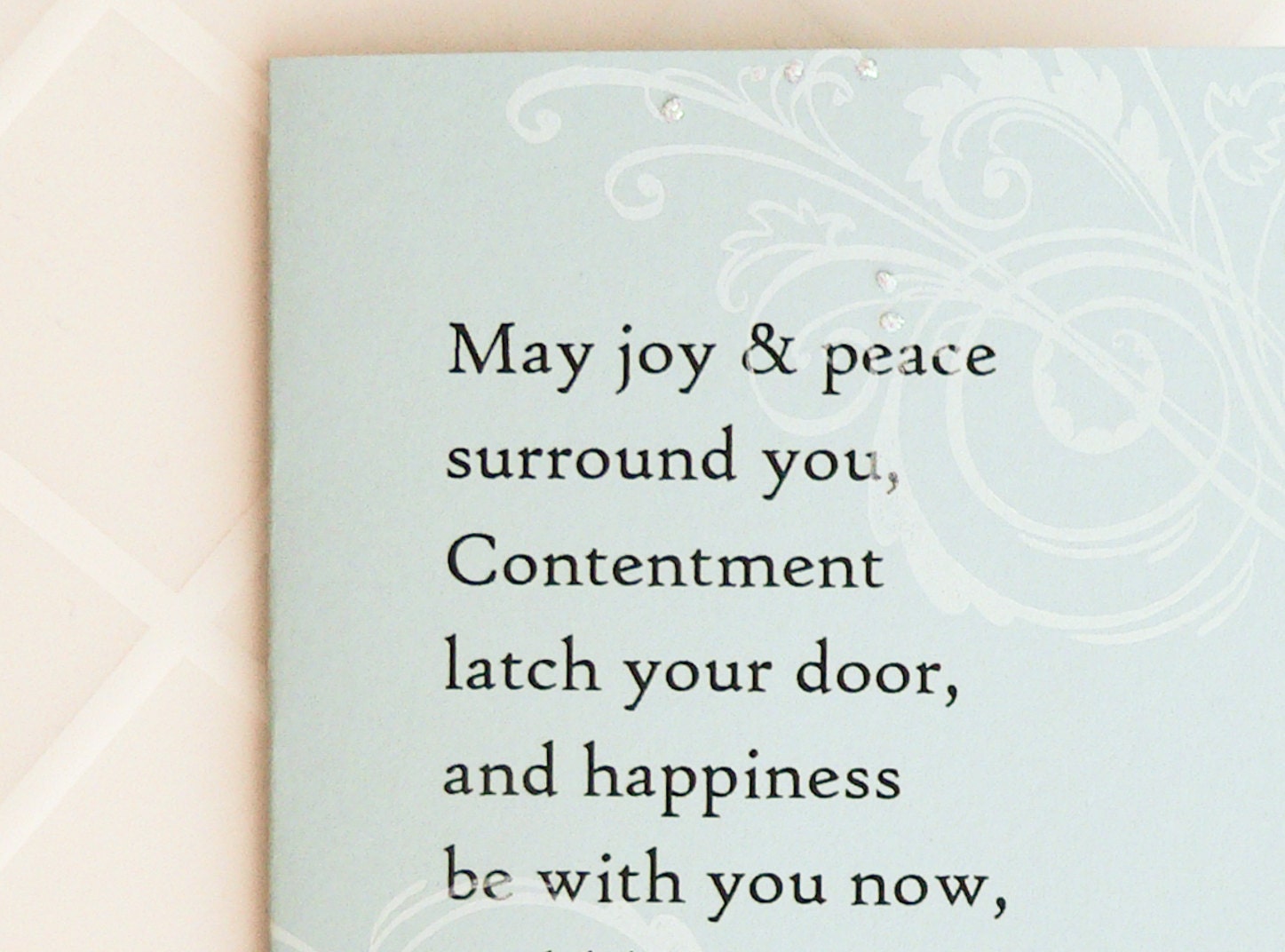 Irish Blessing Wedding Card - Handmade Card -  white, blue, swirls, sparkle