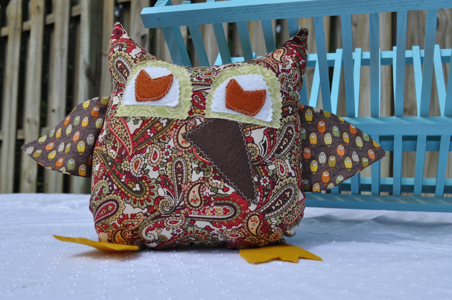 Red Paisley Owl Plush