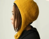 Wool hat, Hood, Winter hat, Yellow / Navy