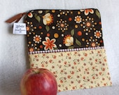 Reusable Snack Bag / Sandwich Sack - 7.5" x 7.5"- Nylon lined, Zippered, Machine Washable