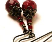 Gothic Victorian Earrings Romantic Black and Red Jewellery Vintage Style Red Crystal Earrings