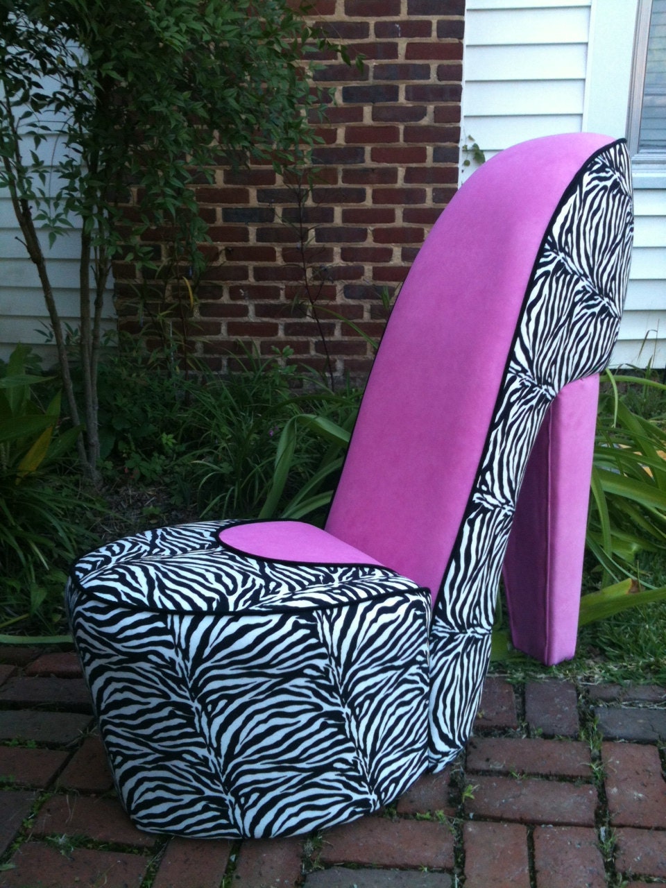Handmade Zebra & Pink High Heel Shoe Chair "FREE SHIPPING"
