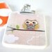Mini Key Chain - Clip Board - Little owl and Orange polka dots - Stocking stuffer