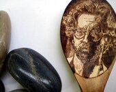 Etched wood spoon -Eric Clapton pyrography art portrait
