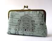Paris Architectural Design contemporary clutch in Silk Lining Bag Noir, Evening purse, Formal clutch bag