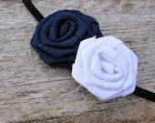 Go Navy Blue and White Team Colored Fabric Flower Headband